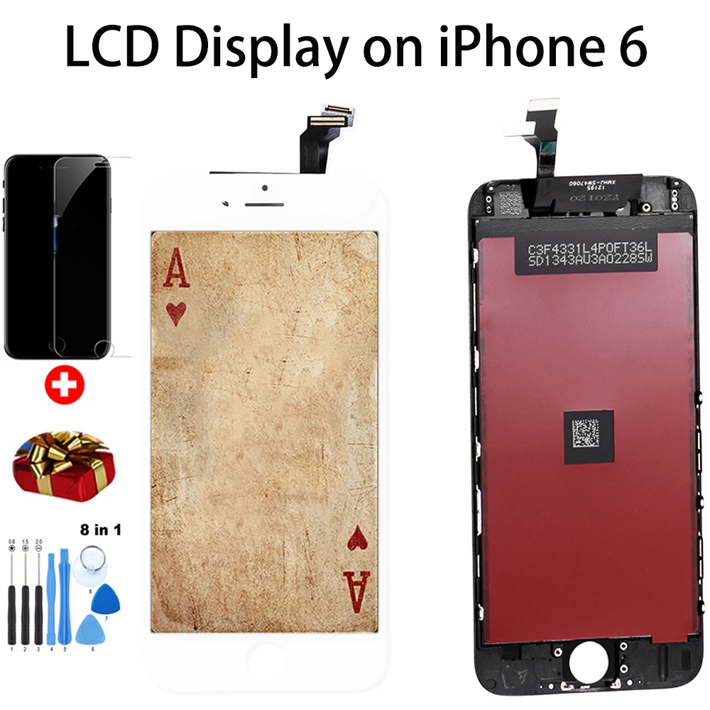 AAA Klases iPhone 7 7Plus 8 8Plus LCD Ar 3D Spēkā Touch Screen Digitizer Montāža, iPhone 6 6Plus Displejs Nav Dead Pixel