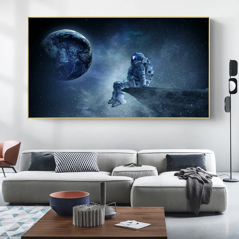 Anotācija Kanvas Glezna Glezna Apdares Mājās Kosmosā, Astronautu Planētas Plakātu Drukas Dzīvojamā Istaba Guļamistaba Attēlu Sienas Māksla