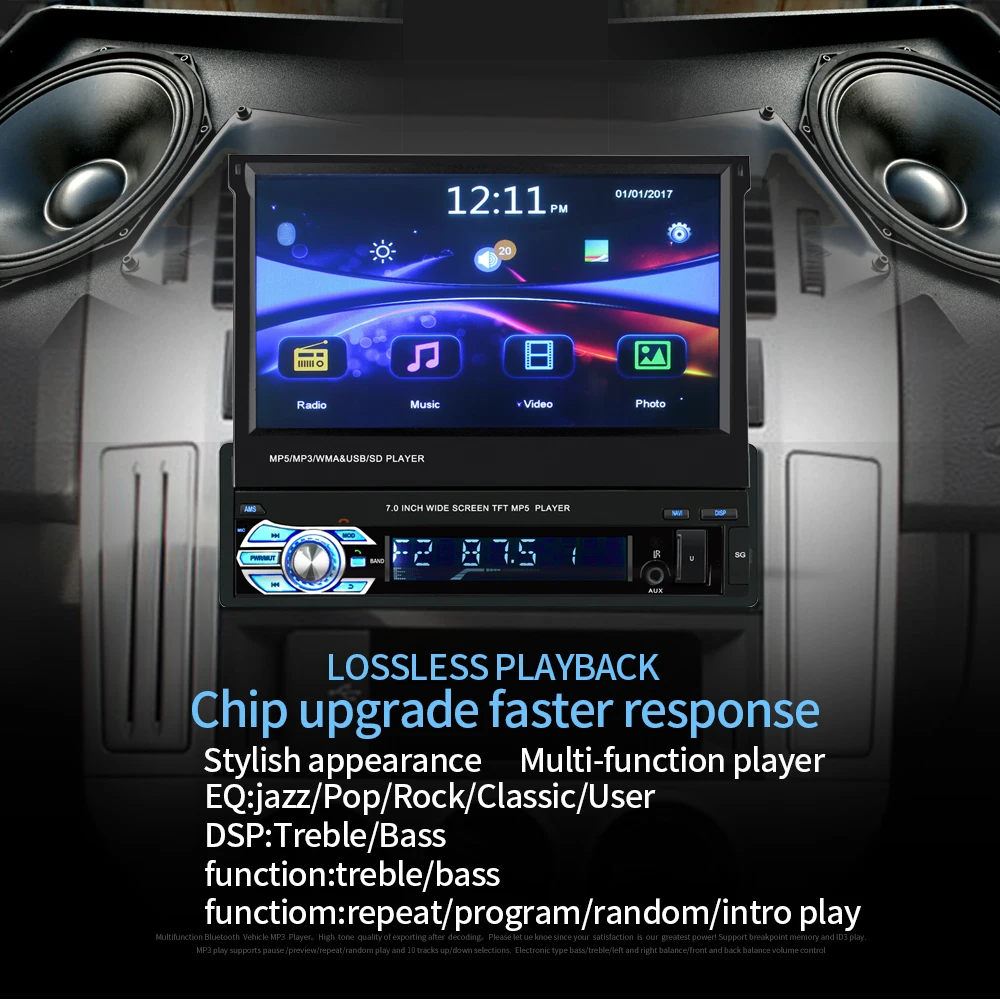 7inch Mēroga Autoradio atskaņotājā Automagnitola Automašīnas Video Multimedia MP5 Player 9601G Touch Screen BT FM Satur GPS