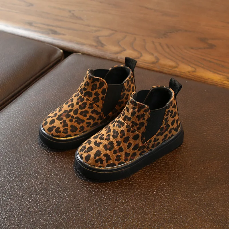 Bērniem Martin Zābaki Bērniem, Baby Meiteņu Kurpes Leopards Izdrukāt Ziemas Rudens Modes Īsi Zābaki Ikdienas Apavi Par Mazu Meiteni, 1-6 Y
