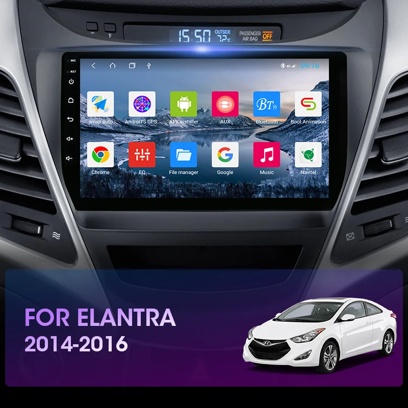 JMCQ 8-Core Carplay Auto Radio Hyundai Elantra. - 2016. Gada Multimidia Video Atskaņotājs 2 din 4G, Wifi, Android 9.0 4+64G Split Screen