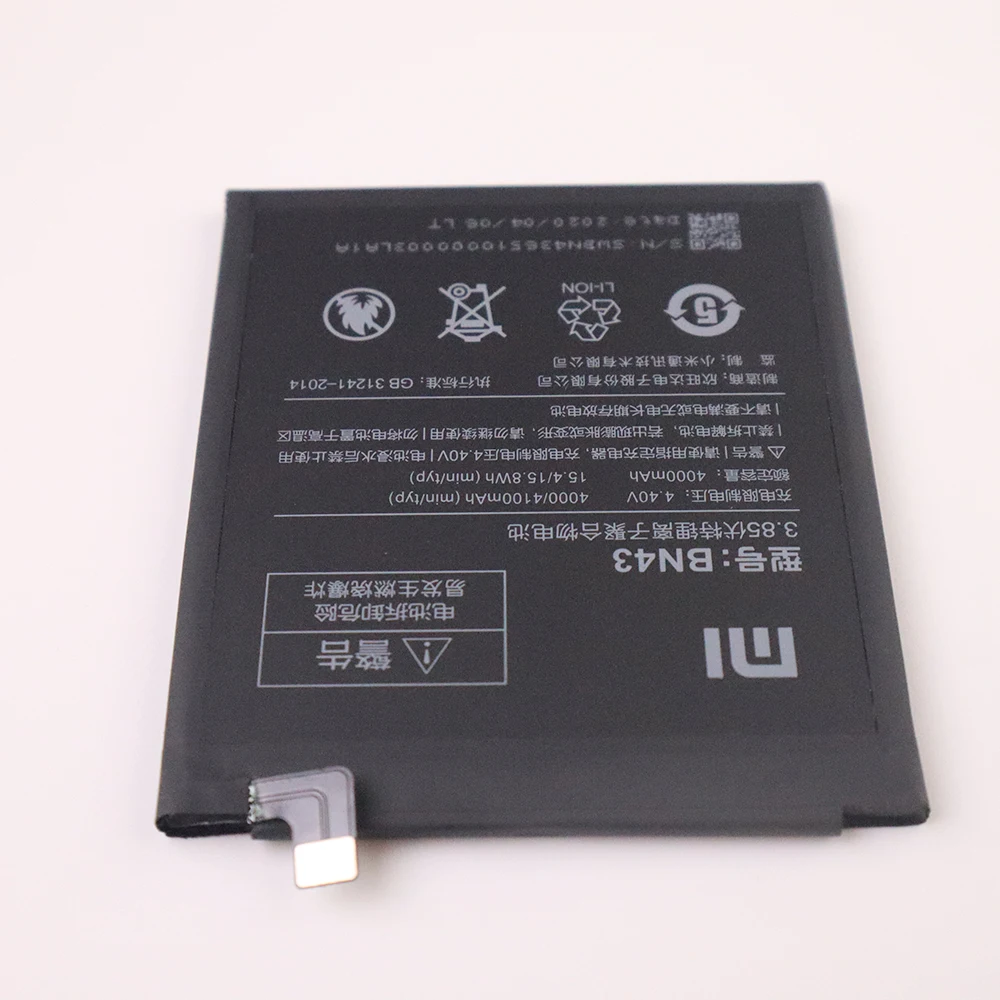 Oriģinālās Rezerves Tālruņa Akumulatora 4000mAh BN43 Par Xiaomi Redmi Piezīme 4X / 4. Piezīme pasaules Snapdragon 625 Tālruņa Akumulatora
