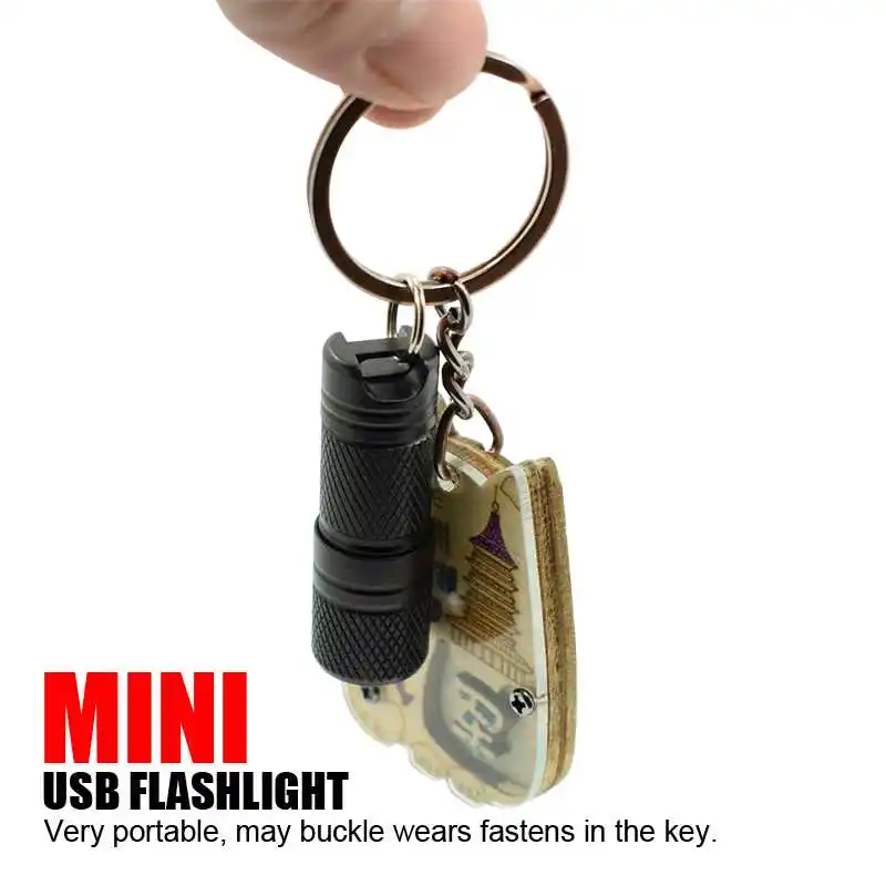Pārnēsājams Mini LED Kabatas Lukturīti, USB Uzlādējams Ūdensizturīgs Balta Gaisma Keychain Lāpu Super Maza Lanterna + 10180 Akumulators