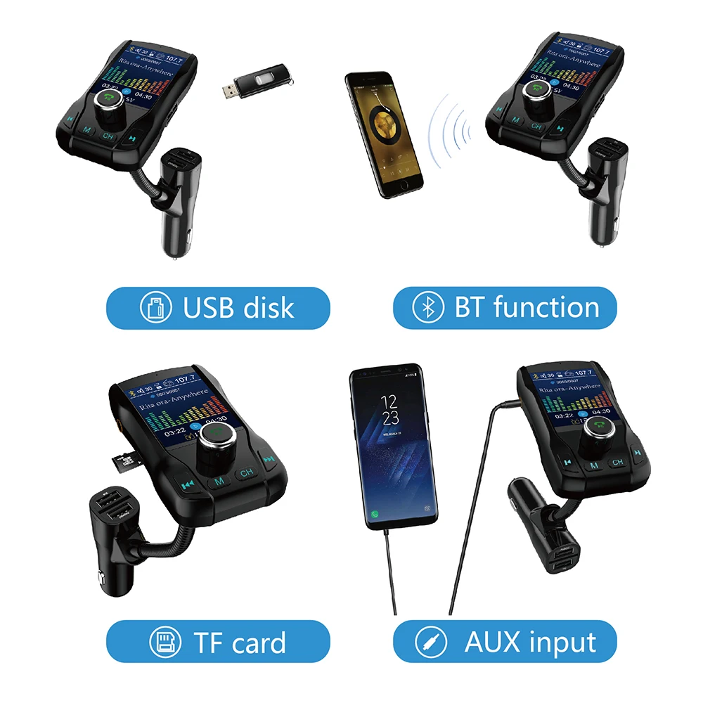 JINSERTA Auto MP3 Atskaņotājs Bezvadu FM Transmitter Modulators, Hands-free, LED Displejs, Automātiskā MP3 Atskaņotājs-TF atmiņas Kartes Dual Port USB AUX
