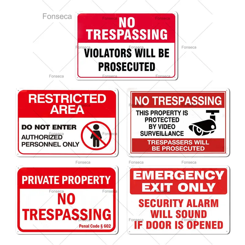 Nē Trespassing Zīme Brīdinājuma Metāla Zīmju Video Novērošanas Zīme, Sienas Dekori Pagalmā Zīmi Ieraksta Metāla Pazīmes