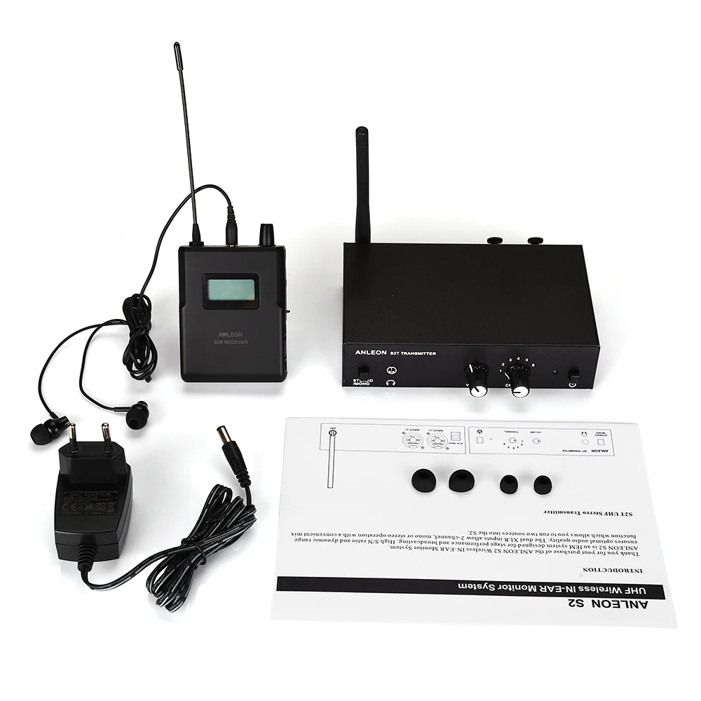 Par ANLEON S2 Stereo Bezvadu Monitora Sistēma, Bezvadu Austiņas Mikrofons ar Raidītāju Sistēmas 561-568Mhz 100-240V NTC Antenas Komplekts