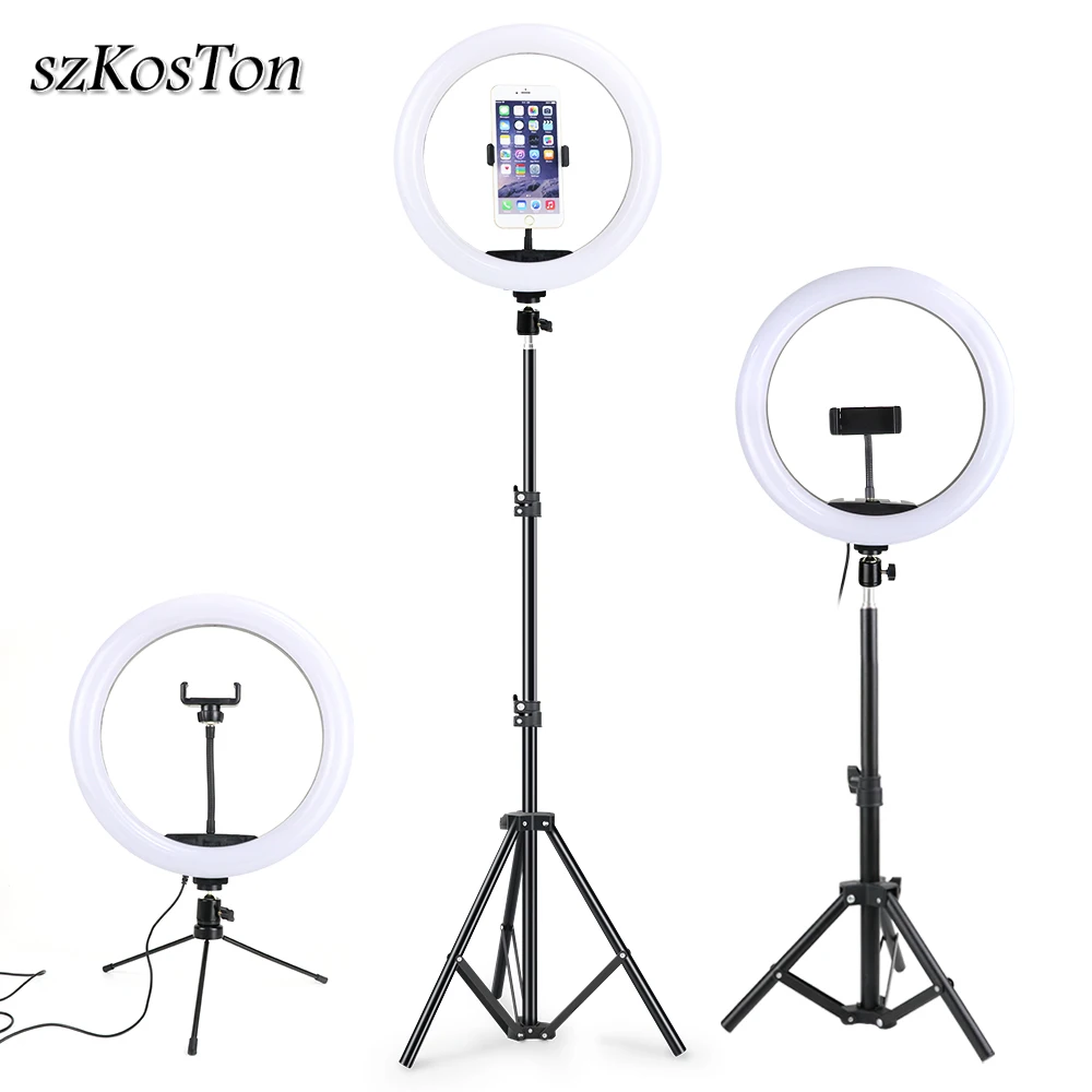 33CM Selfie LED Riņķa Gaisma Ar Statīvu 2m 1.6 m 0,5 m Grims YouTube Video Tiešraidi Lampas 13 Collu Profissional Fotogrāfija Apgaismojums