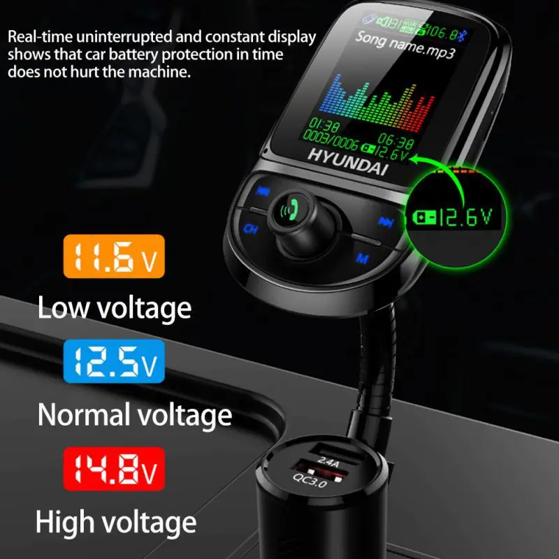 Karstā Automašīnas QC3.0 Dual USB lādētājs FM Raidītājs Pantalla Krāsu Bluetooth 5.0 Bezvadu Modulators Mp3 Atskaņotāju, Balss raidījums