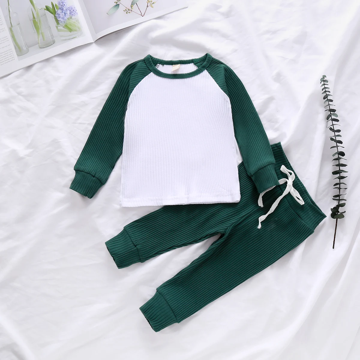 6 Krāsas Rudens Bērnu Apģērbu Komplekts mazuļa garām piedurknēm, Garās Uzvalks Modes Atšķirībā T-krekls un Elastīgs Pārsējs Garas Bikses