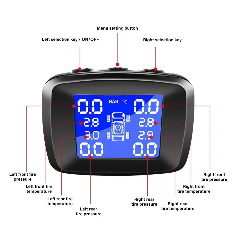 Smart Auto TPMS Riepu Spiediena Monitoringa Sistēma, cigaretes, šķiltavas Ciparu LCD Displejs ar Auto Drošības Signalizācijas Sistēmas, Riepu Spiediena