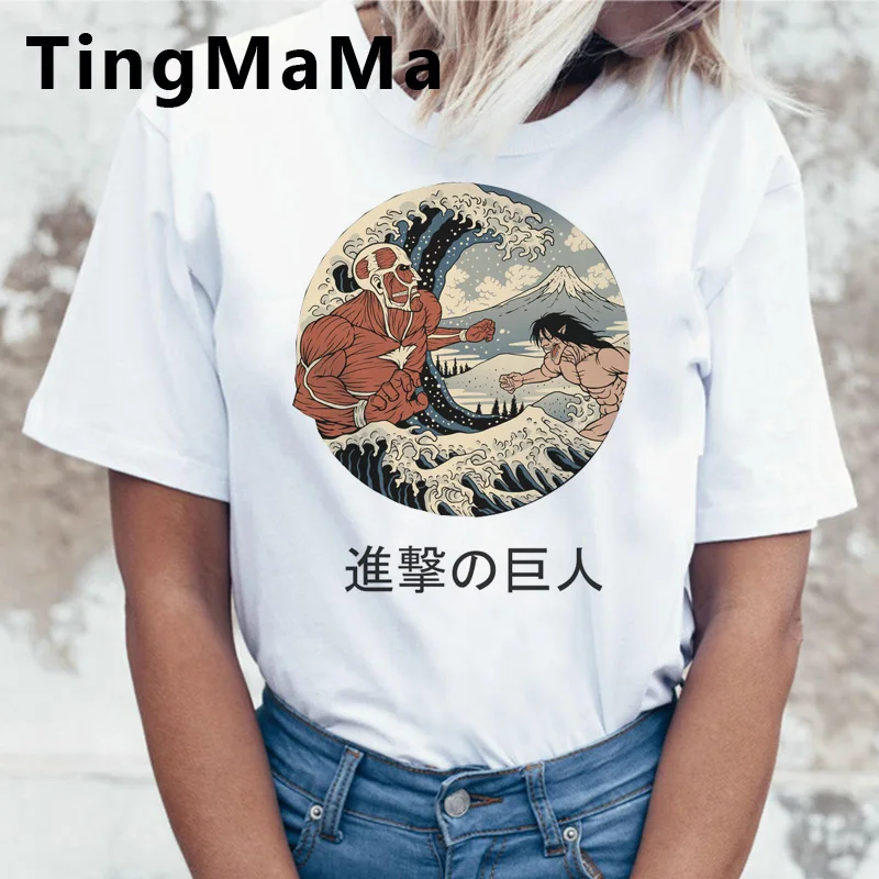 Karstā Anime Uzbrukumu Titan T Krekls Sieviešu Vasaras Topi Japāņu Karikatūra Grafikas Tees Harajuku Kawaii Ulzzang Streetwear Sieviete