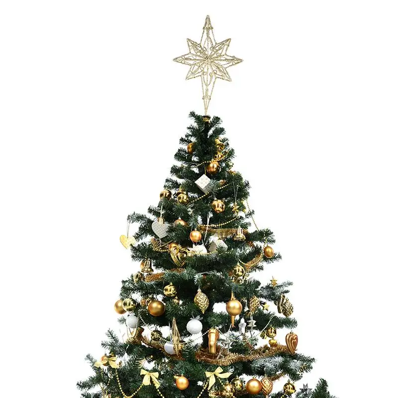 1gb Ziemassvētku Eglīte Toppers Golden Star Ziemassvētku Brīvdienu Koka Cilindrs Dzelzs Zvaigžņu Festivāls Treetop Dekori Mājas Puse