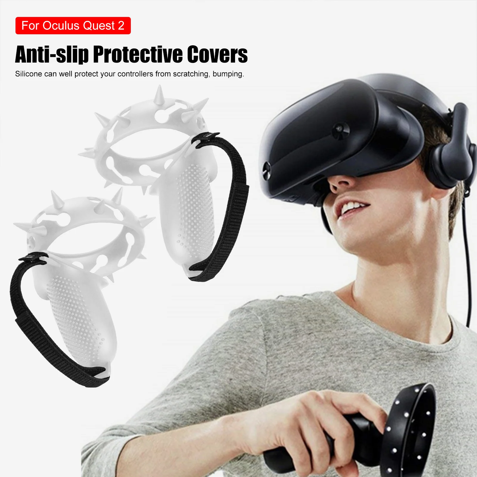 Touch Kontrolieris Rokturis Vāka Aizsargs Oculus Quest 2 Anti-sviedri Rīkoties ar Aizsargājošu Uzmavu Silikona VR seguma Karstā