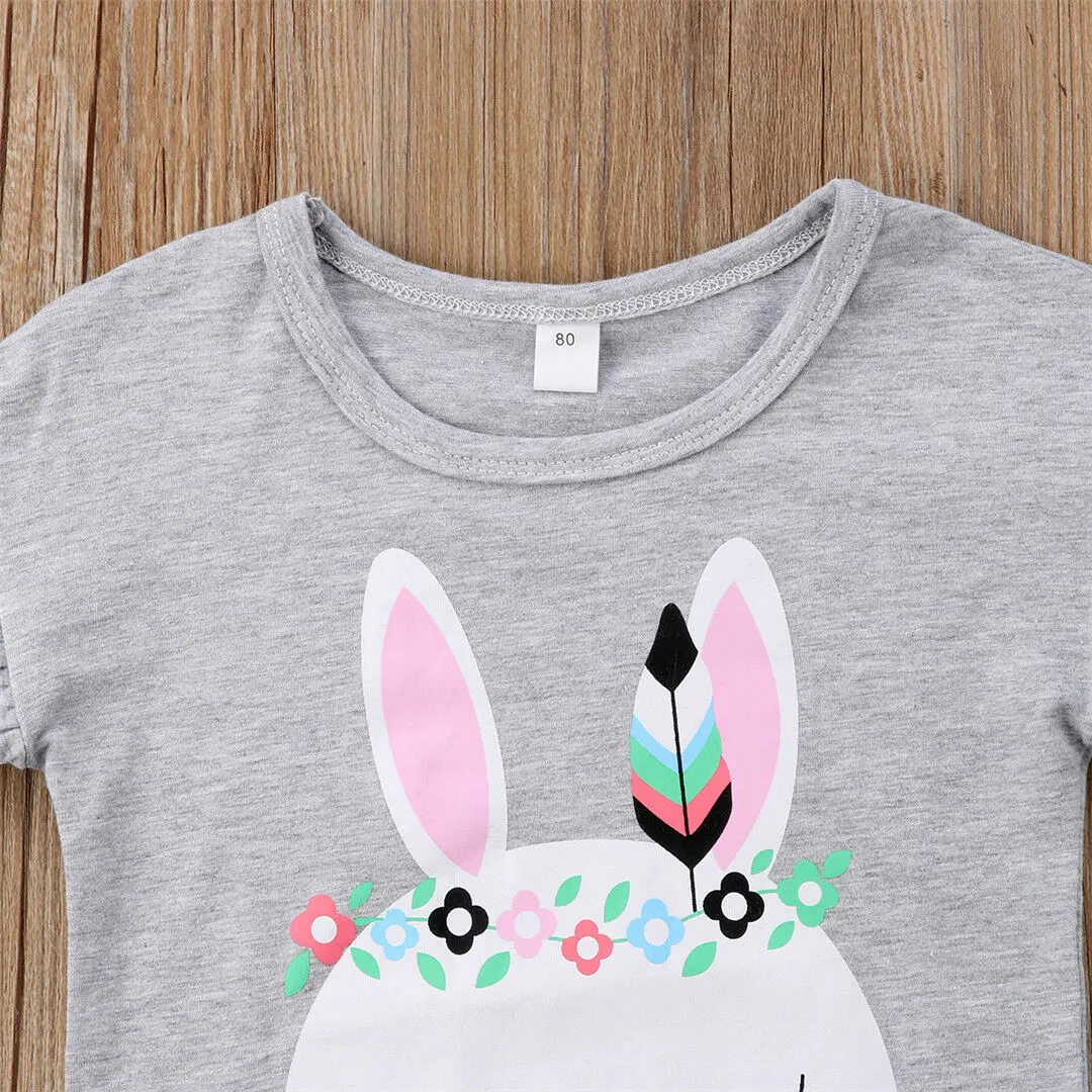 Pudcoco Meitene Komplekts 9M-5T Jaundzimušajiem Bērniem, Baby Bunny Meitenes Topi, T-kreklu Bowknot Svārki Apģērbs Apģērbs