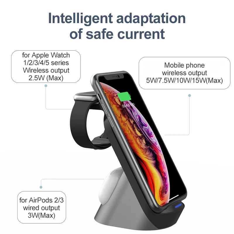 3 in 1-Bezvadu Lādētāju Stāvēt iPhone 12 11 pro Max 8 XR Samsung S20 S10 15W Ātru Bezvadu lādēšanas par Airpods Apple Skatīties