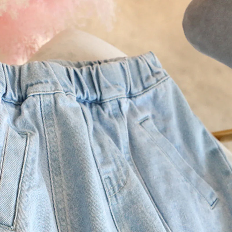 Meiteņu Džinsi 2020. Gada Pavasarī, Rudenī Bērni Japāņu Modes Gadījuma Bikses Kabatā Taisnas Bikses