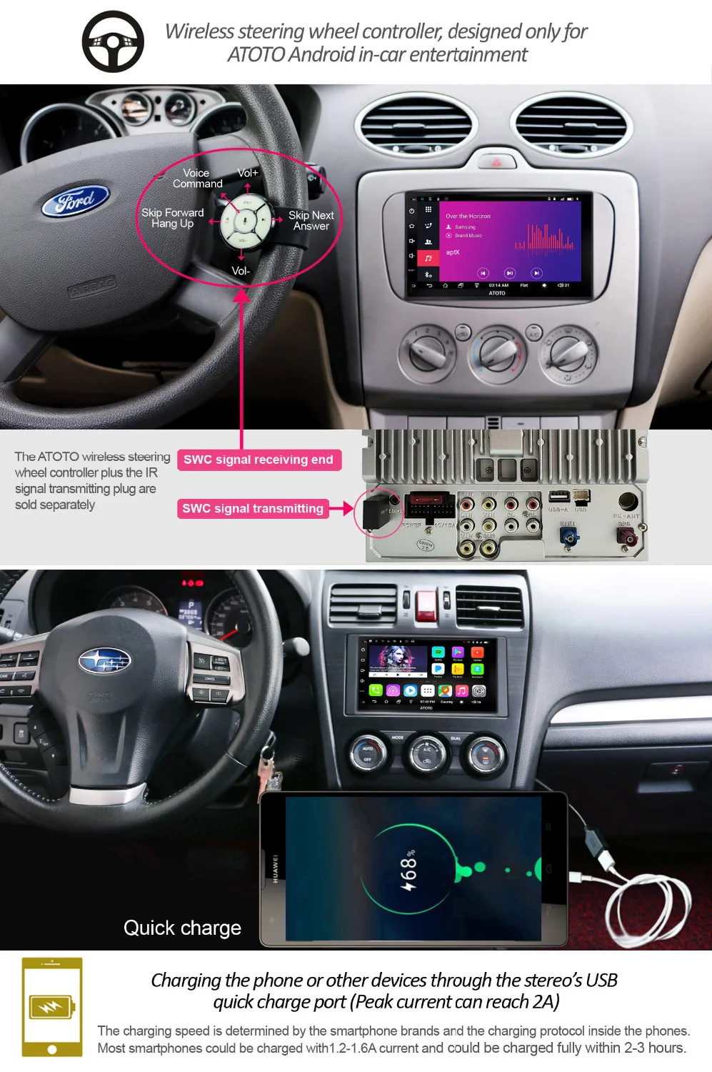 ATOTO A6 2Din Android Auto GPS Navigācija, Stereo/2*Bluetooth &aptX/Pro A6Y2721PR 2G+32G/Ultra PreAmp/Indash Multivides Radio/WiFi