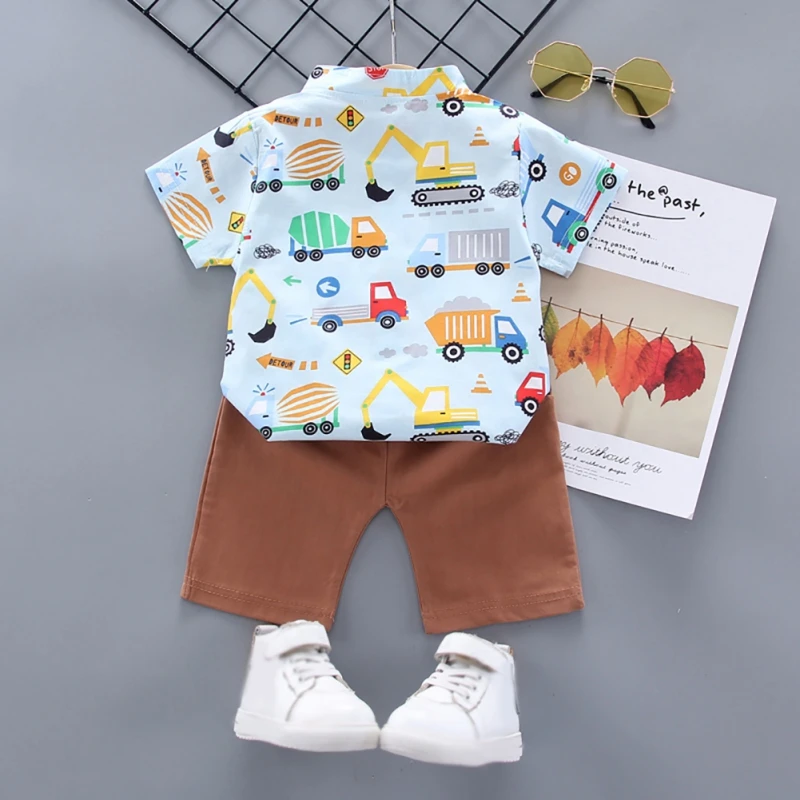 Vasaras Bērnu Zēniem ar Īsām Piedurknēm Karikatūra Auto Modelis T-krekls, Blūze+Bikses Gadījuma Tērpiem, Uzstādīt Bērnu Drēbes