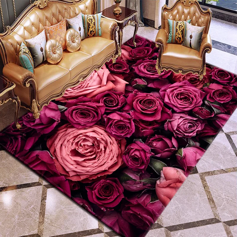 Valentīna Diena Sērijas Rožu 3D Drukāšanas Paklājus Dzīvojamā istaba Guļamistaba paklājos Gaitenis Doormat Vannas istaba Virtuves Anti-Slip Paklājiņš