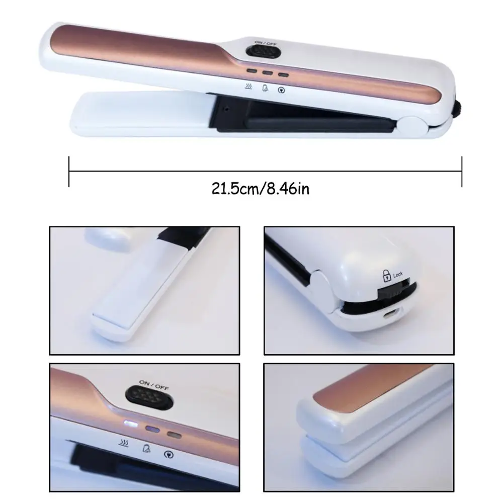 Portatīvo Matu Iztaisnotājs USB Uzlāde Bezvadu Mini plakanais Matu Iztaisnošana matu Veidošanas Rīkus, lai Ātri pārvietoties Siltuma Matu Dzelzs