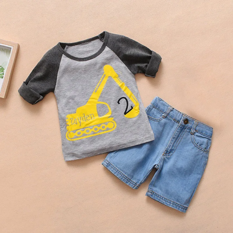 Baby Boy Apģērbs Kokvilnas Jaundzimušo Bērnu Zēnu Apģērbu Komplekti Karikatūra Īsām piedurknēm Mētelis+Bikses Zīdaiņu Drēbes 2gab Uzvalks