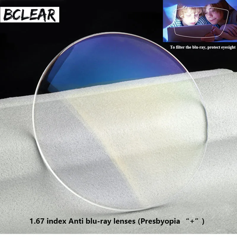 BCLEAR 1.67 refrakcijas anti blue ray lēcas vienotu redzējumu objektīvs vecuma tālredzība zilā gaisma acu aizsardzība datoru brilles plānas