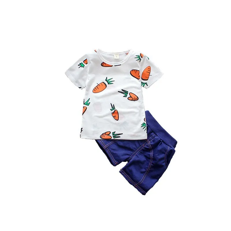 2019 Bērnu Zēniem Vasaras Apģērbu Modes Kokvilnas Komplekts Zēns Iespiesti Sporta T-Krekls + Šorti Bērnu Apģērbi