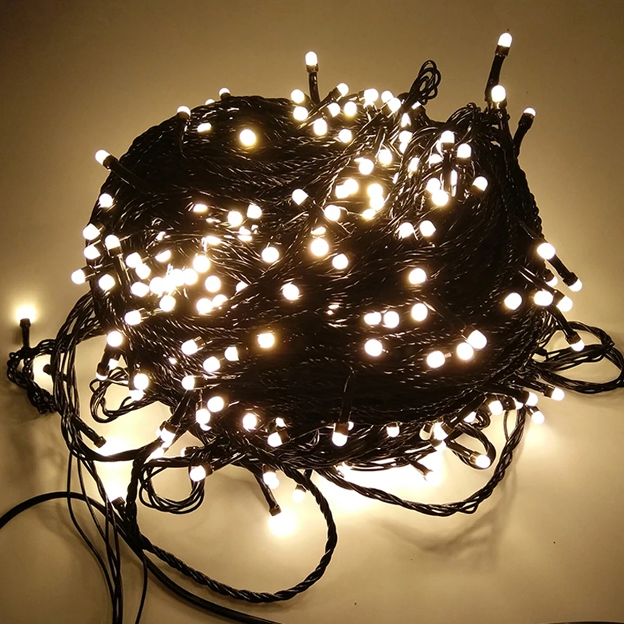 Melno Vadu 50M 100M LED Pasaku Gaismas Stīgu Vainags Āra Ziemassvētku Mirdzums LED String Light For Xmas Brīvdienu Puse Kāzas