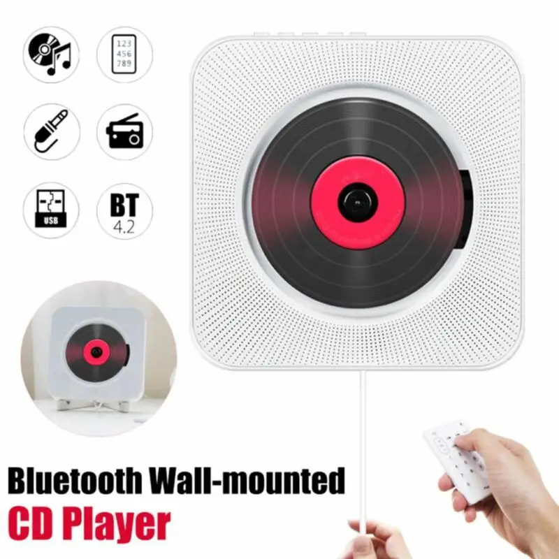 Pārnēsājams CD Atskaņotājs Sienas Montējams Bluetooth Boombox Mājas Biroja Audio ar Tālvadības pulti JAUNAS