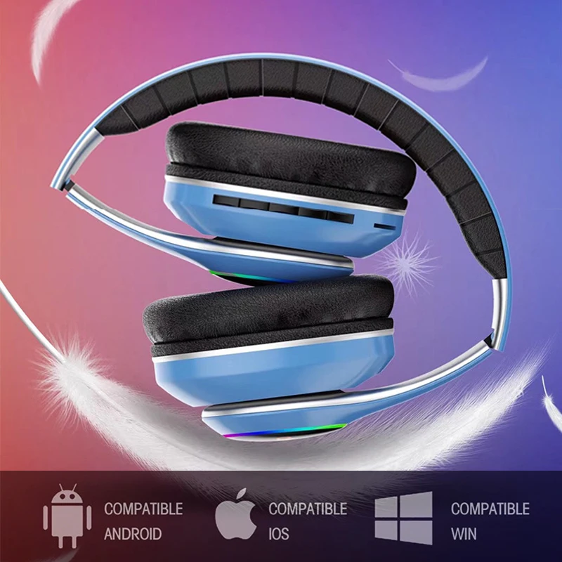 Bezvadu Austiņas 1000mAh Akumulatora Salokāms Bluetooth Austiņu LED Gaismas 3D Stereo Earbuds 6 Ekvalaizera Režīmi Spēļu Austiņas
