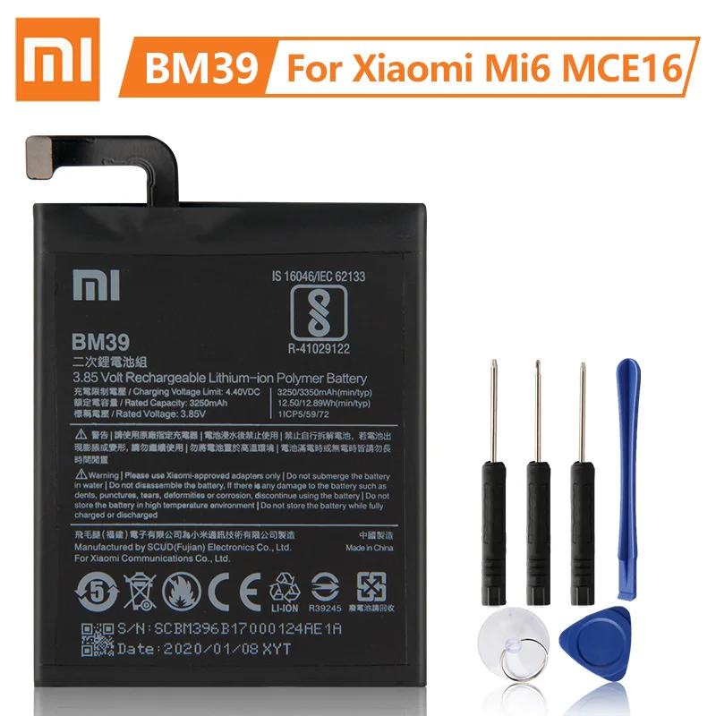 XiaoMi Oriģinālo Rezerves Akumulatoru BM39 Par Xiaomi Mi 6 Mi6 MCE16 Jauns, Autentisks, Tālruņa Akumulatora 3350mAh