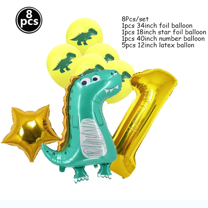8PCS Dinozauru Baloni Iestatīts Digitālajā Numuru Zvaigžņu Folija Bumbiņas, Bērnu Dušas, Dzimšanas dienas Bumbu Rotaļlieta Globos Dinozauru Puses Piederumi Dekori