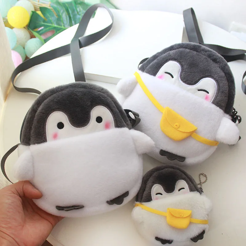 Karikatūra pozitīvu enerģiju soma mazs pingvīns monēta maku pingvīns messenger bag ģimenes plīša lelle kulons lelle