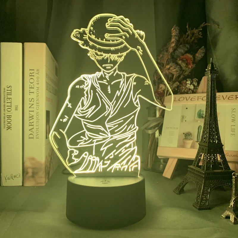 Viens Gabals Anime Attēls Modelis Rotaļlietas Roronoa Zoro Darbības Rādītāji Akrila 3D Led Nakts Gaismas Lampa DIY Kolekcija Apdare Dāvanu Rotaļlietas
