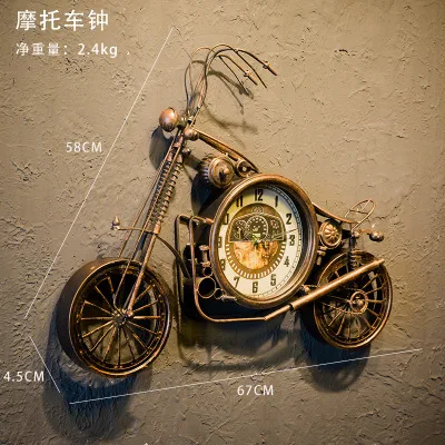 Amerikas dzelzs motociklu pulkstenis sienas apdares Eiropas retro stila interjera dekorēšana aksesuāri sapnis ķērējs Roku darbs