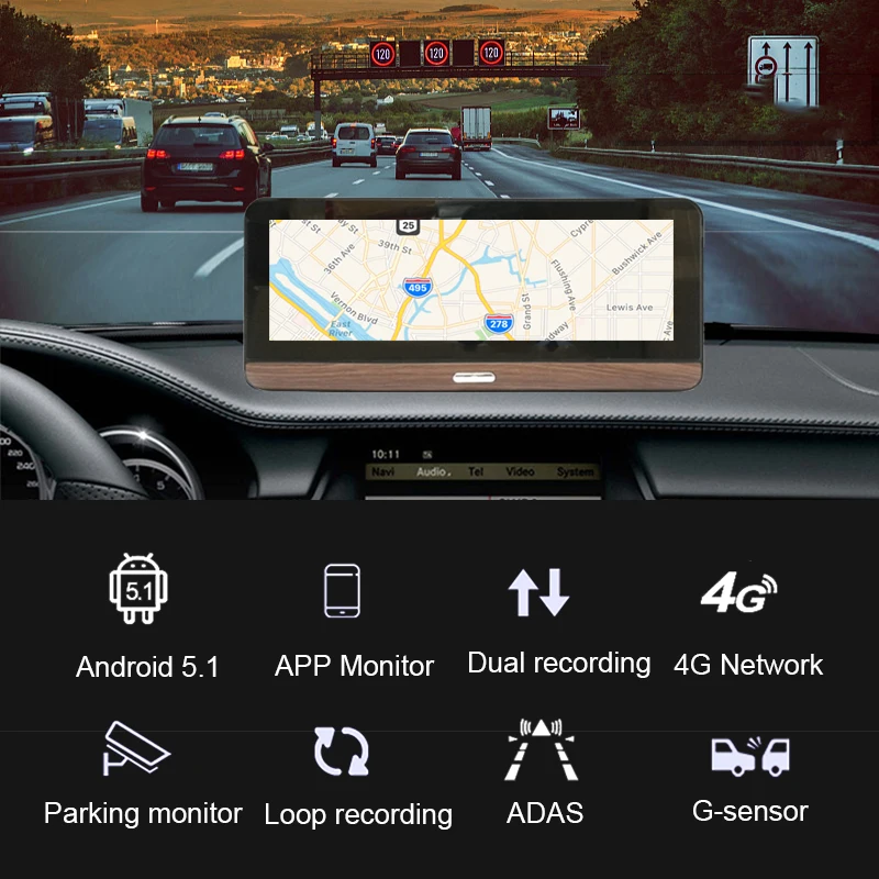 Anfilite 7.84 collu Android Auto dvr Reģistrators fotokameras 1080P transportlīdzekļa gps navigator 16GB ar atpakaļskata kameru bezmaksas Dienvidkoreja karte