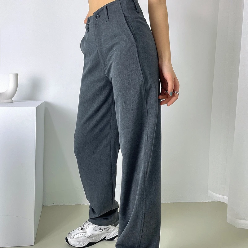 Wixra Sieviešu Taisnas Bikses ar Augstu Vidukli, Cieto OLU Stilu Zaudēt Ikdienas Modes Apģērbs 2021. Gada Pavasarī Jaunu