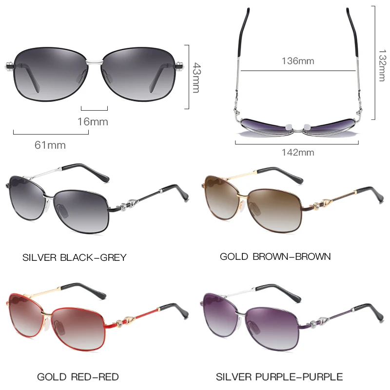 Dimanta Metāla rāmis Sieviešu HD polarizētās Jaunākās modes Saulesbrilles, saules Brilles dāmas braukšanas toņos oculos lunette de soleil