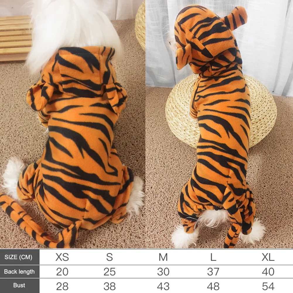 Suns Pidžamas pidžamas Pet ziemas Kapuci Ilgtermiņa Piedurknēm Tiger Stila Kucēns Jumpsuit Mājdzīvnieku Apģērbu Kaķu Apģērbu sleepwear Pet Drēbes jaunas
