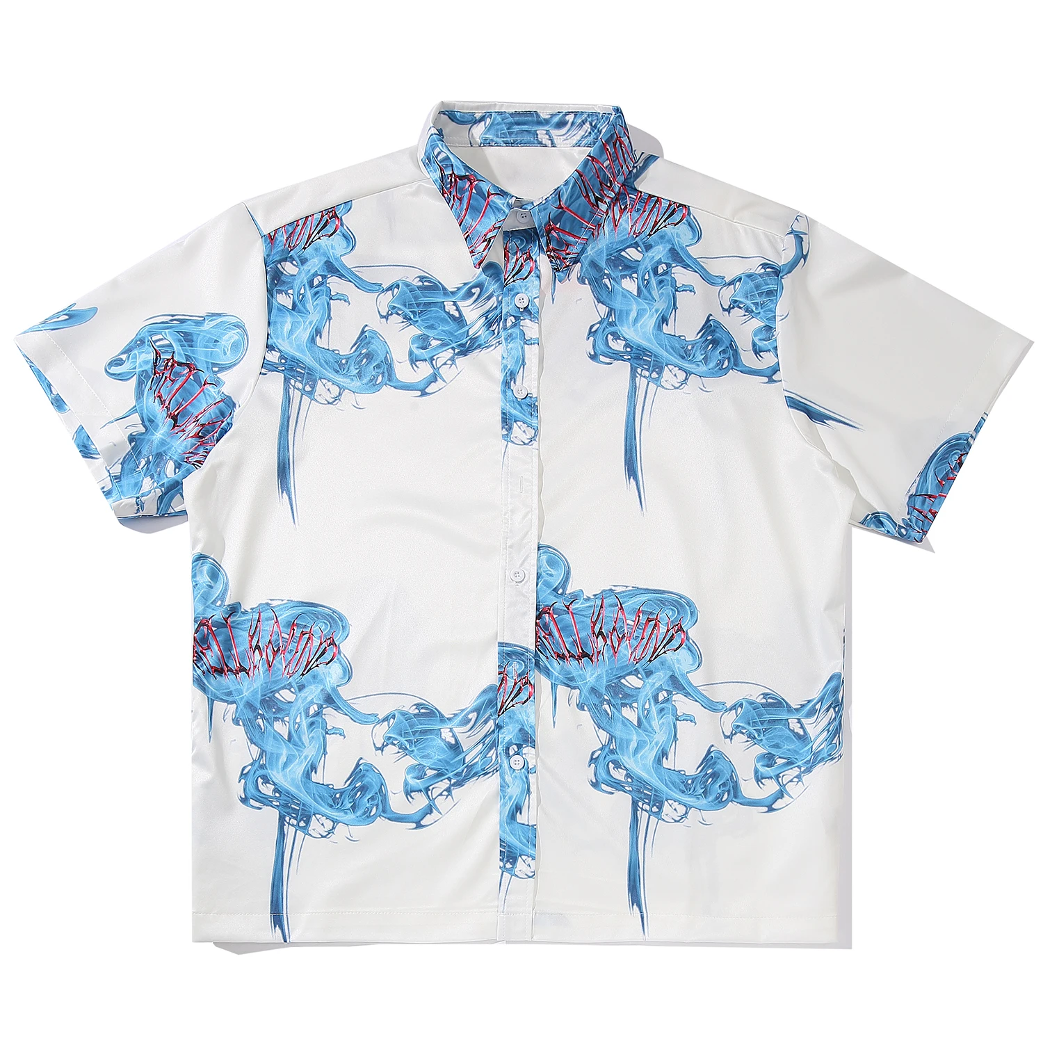 Hawaii Zilo Dūmu Drukāšanas Pludmales Krekls Vīriešiem Harajuku Fashion Streetwear Topi 