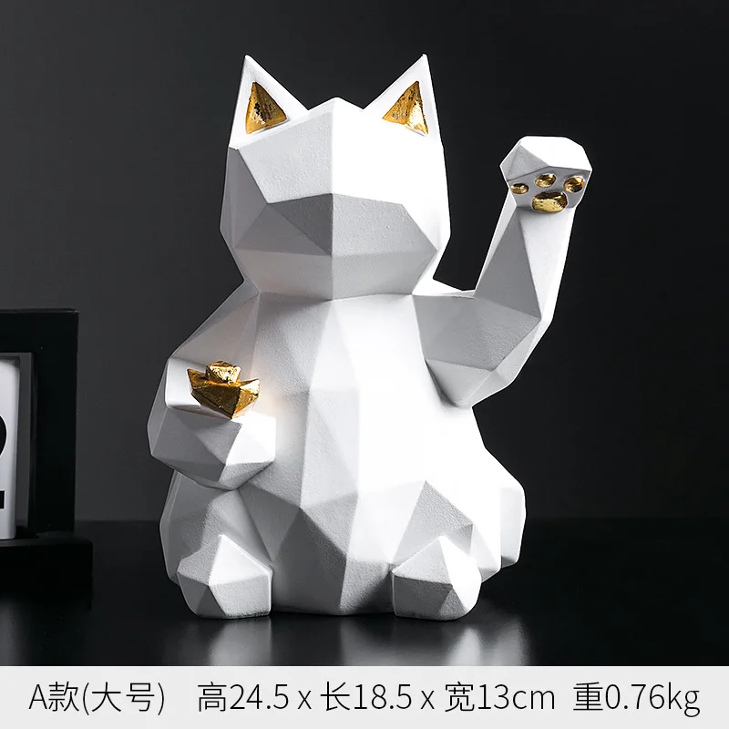 Laimīgs Kaķis Statuja Ģeometrisko Stilu Sveķu Abstrac Statuetes Rotājumi Skulptūru Darbvirsmas Bārs Ziemeļvalstu Home Office Apdare Mūsdienu
