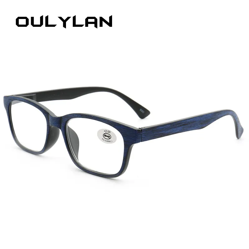 Oulylan Kvadrātveida Koka Imitācijas Lasīšanas Brilles Sievietēm, Vīriešiem Sveķu vecuma tālredzība Brilles ar Dioptriju +1.0+1.5+2.0+2.5+3.0+3.5 Unisex