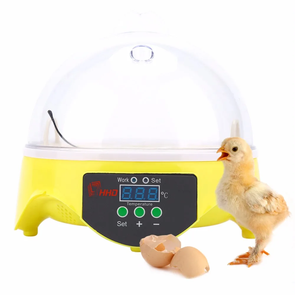 7Eggs HHD Mini Olu Inkubators Automātiskā Mājputnu (Vistu, Pīļu, Putnu, Baložu Digitālo Temperatūras Inkubācijas Olu Inkubators 110V/220V