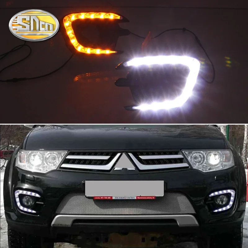 Par Mitsubishi Pajero Sport Montero Sport 2013 Dienas Gaitas Lukturi Miglas Luktura Vāciņš 12V ABS LED dienas gaitas lukturi Auto Stils