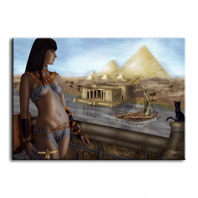 Mājas dekori simulācijas eļļas glezna kleopatra, Ēģiptes kails skaistums Krāsains lietainā naktī Nazis krāsošana 161102803