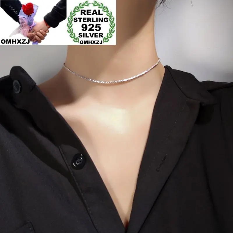 OMHXZJ Vairumtirdzniecības NA370 Eiropas Modes Sieviete, Meitene Puse Dzimšanas dienu, Kāzu Dāvanu Vienkāršu Slim 925 Sterling Sudraba Kaklarota sānslīdi kaklasaite