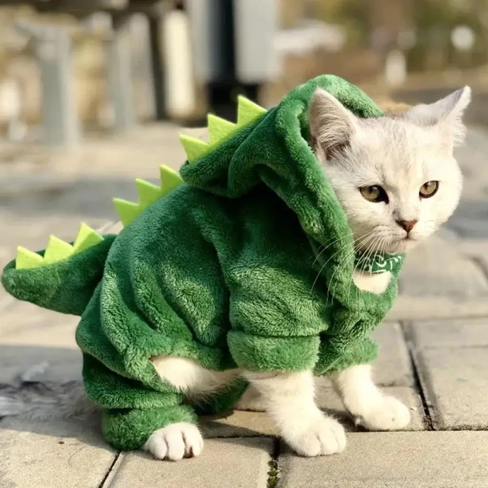 Suņu Kaķu Apģērbu Gudrs, Funny Dinozauru Kostīmi Ziemas Mētelis Silts Vilnas Apģērbu Maziem Suņiem Kaķēns Pelēkā Vārna Kucēns Pet Tiger Audums