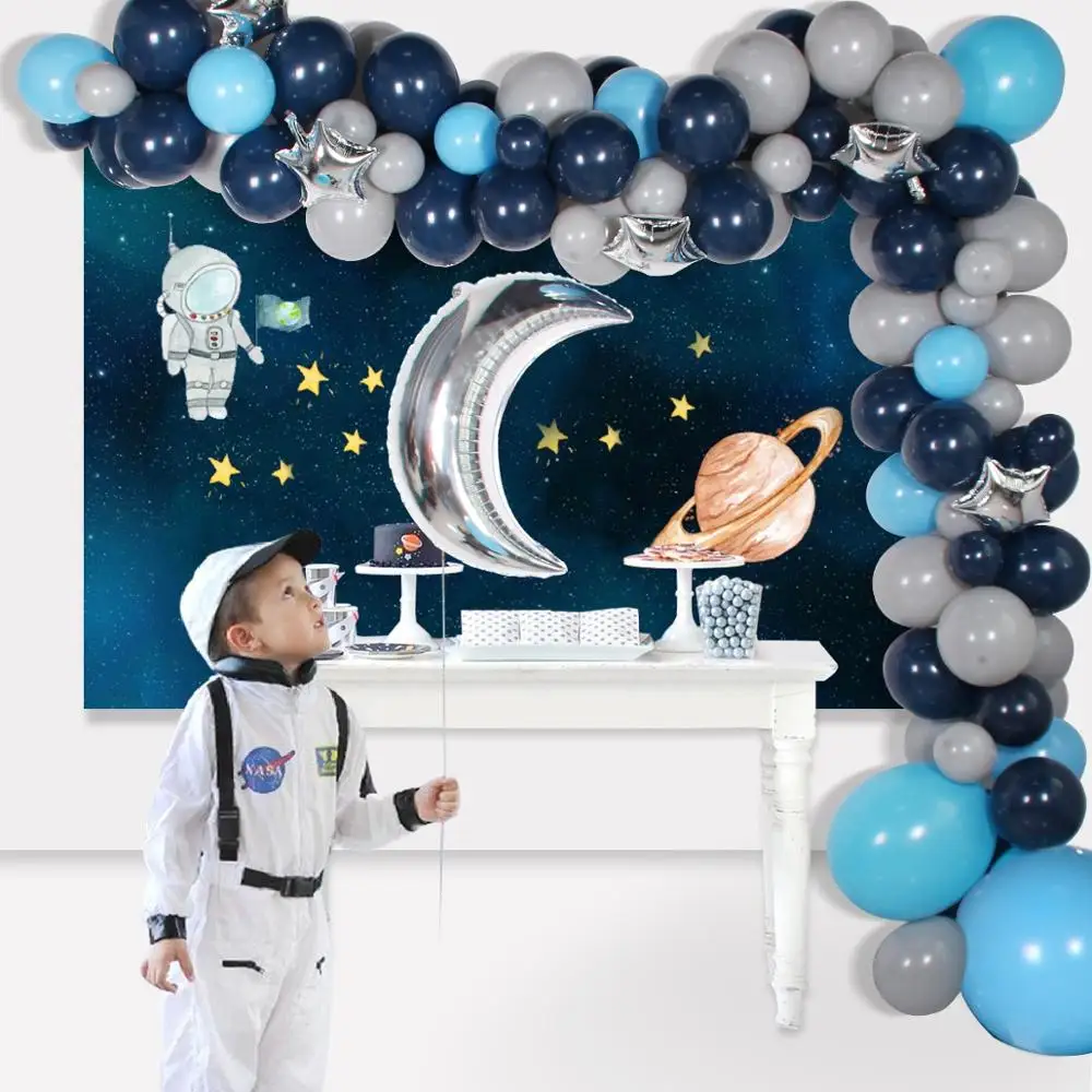 Staraise 111pcs Zila, Sudraba Zvaigzne, Mēness Balonu Vainags Set Baby Dušas Zēns Kosmosa Astronautu Puse Bērnu Dzimšanas dienas svinības Dekori
