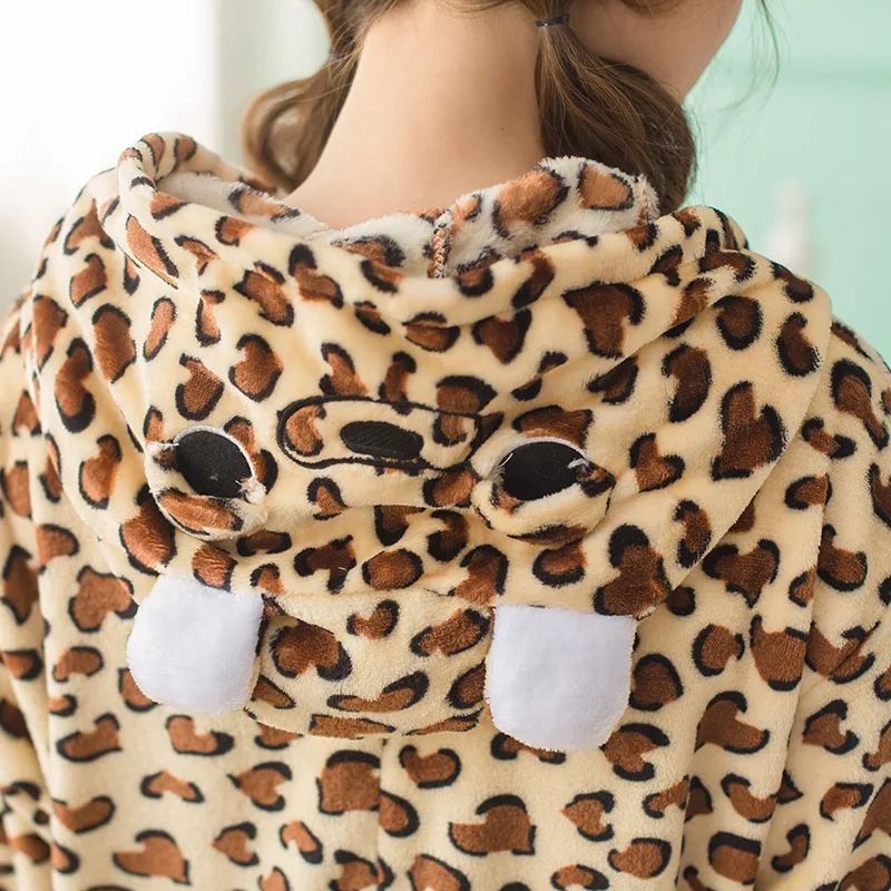 Kigurumi Leopard Pidžamas Pieaugušo Dzīvnieku Onesies Sievietēm, Vīriešiem Pāris Ziemas Pidžamu Kegurumi Sleepwear Flaneļa Pijamas pyjama