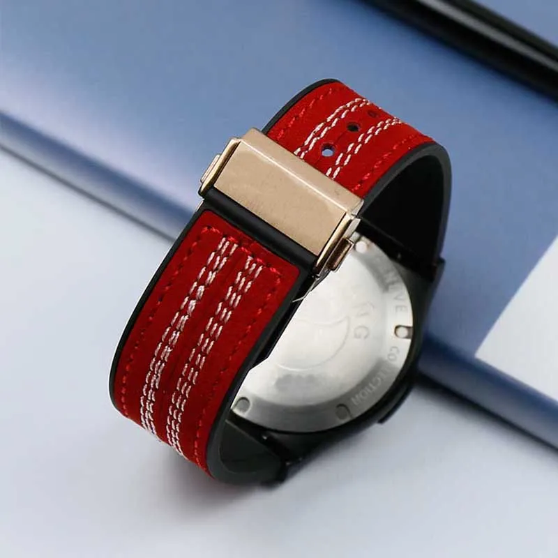 Ādas, Gumijas Vīriešu Watchband par HUBLOT Hengbao Fusion Sērija 25mmx 19mm Multicolor Ērti Sieviešu Pulksteņu Piederumi